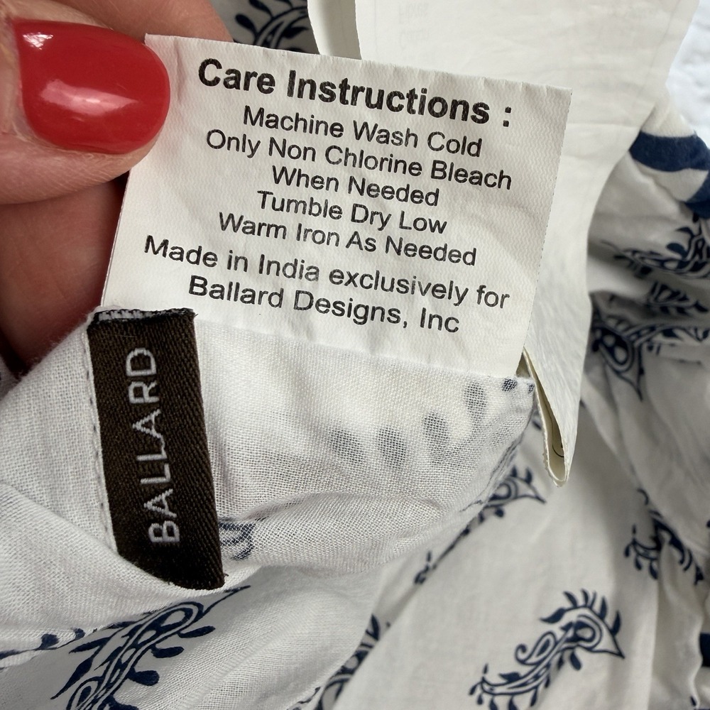 Ballard Designs Pippa Patchwork Euro Shams Blue White Cotton Quilted Paisley (3) - Picture 7 of 16